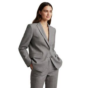 Anne Klein Gray, Beige, Black & Pink Plaid Pantsuit